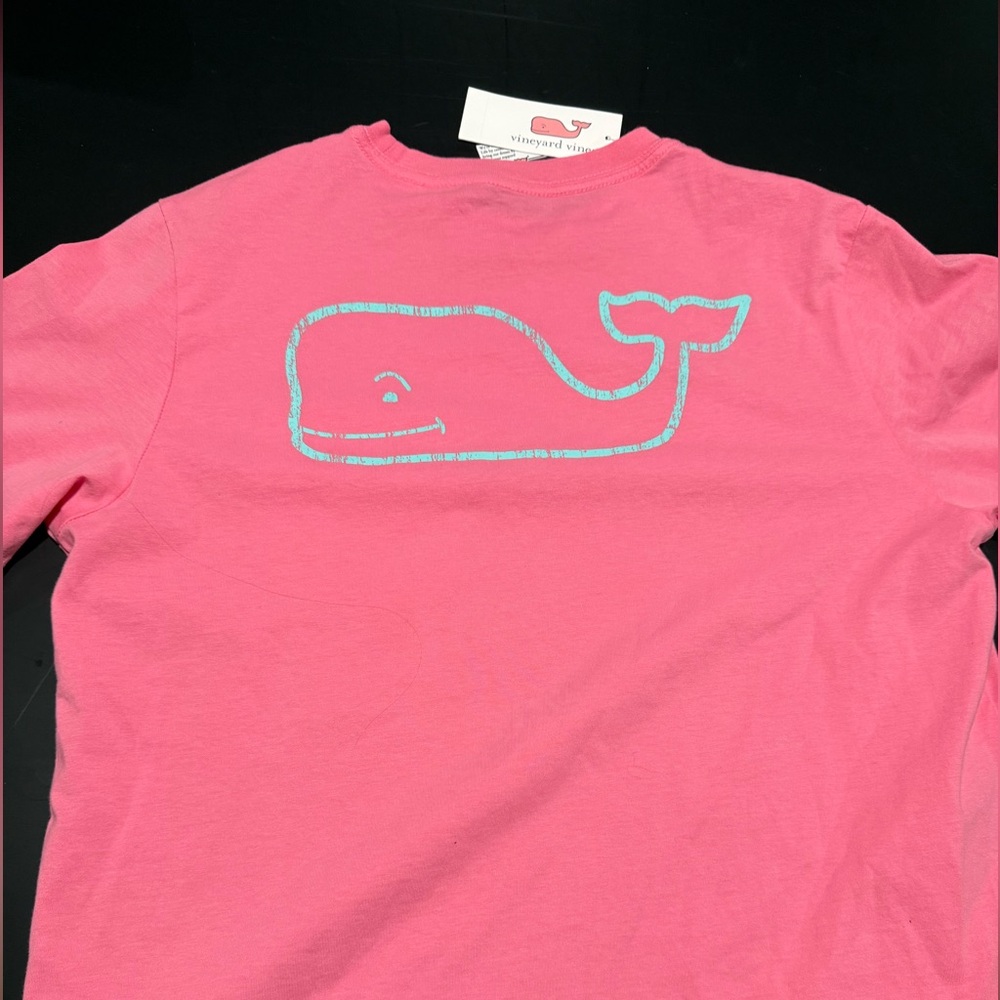 Vineyard Vines Bright Pink Long Sleeve Tee with Whale- fits like adult small